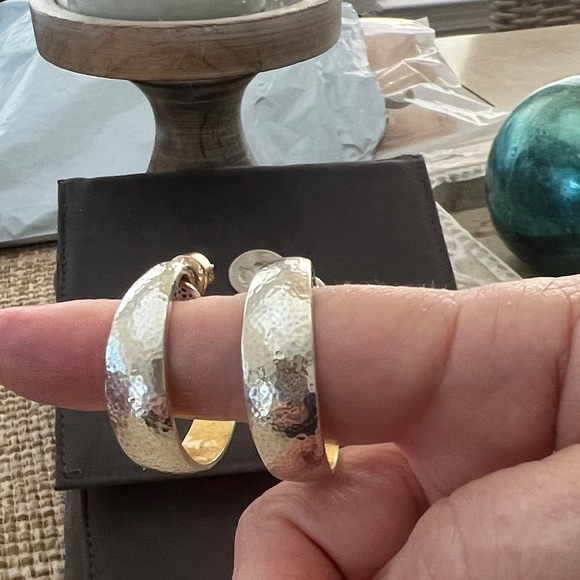 Brighton Silver and Gold Hoop Earrings large - Picture 3 of 3